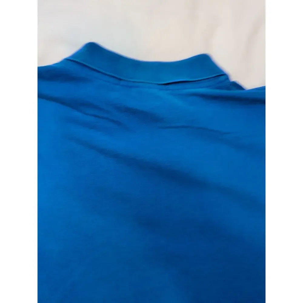 Vintage Polo Ralph Lauren Blue Pique Polo Shirt Red Pony Embroidered Mens XL
